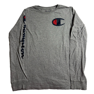 Champion Youth Boy Large Heather Gray Long Sleeve Tee T Shirt Top Casual Sporty